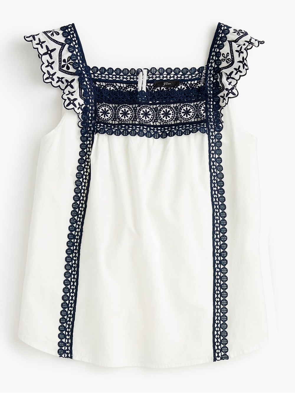 J.Crew Point Sur Eyelet Trim White Blouse
